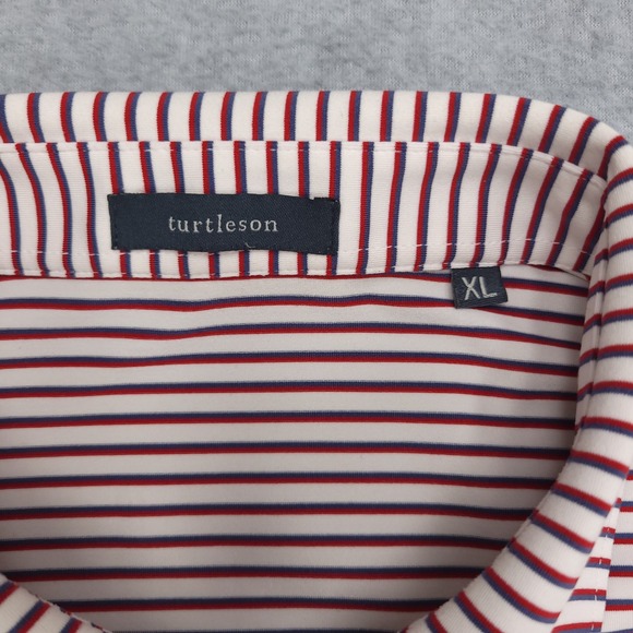 Turtleslon Polo  Golf Shirt men's XL Red White Blue Stiped Performance‎ Stretch - Picture 3 of 13